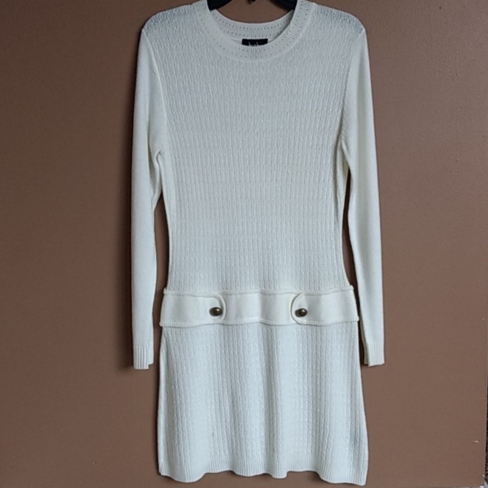 by & by-Cute Eggshell White Sweater Dress
